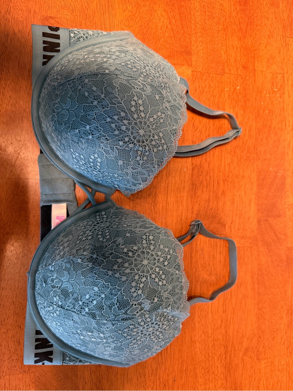 Victoria's Secret PINK Lace-Trim Bra in Dusty Blue and Pink